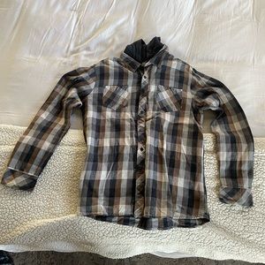 Element Mens flannel button down with hood size xl